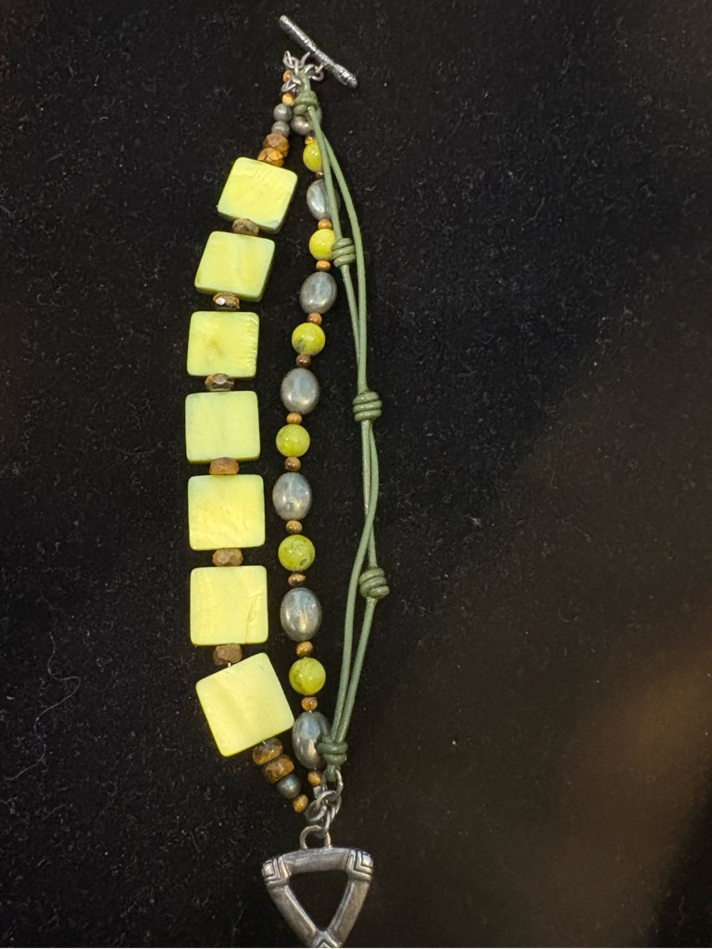 Green Shell Bracelet with Silver Toggle Clasp- Silpada